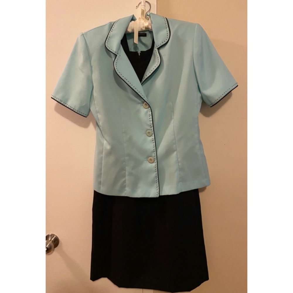 2 Piece Dress (black) and Blazer (aqua)